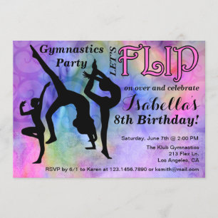 Gymnastique Flip Girls Invitation à la fête d'anni