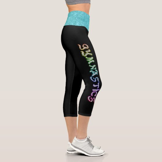 Gymnastique Graffiti Leggings avec Turquoise étinc (Droite)