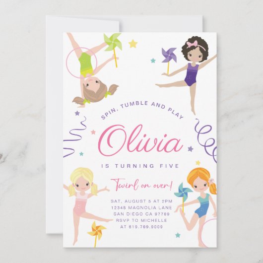 Gymnastique Invitation à la fête d'anniversaire ・  (Devant)