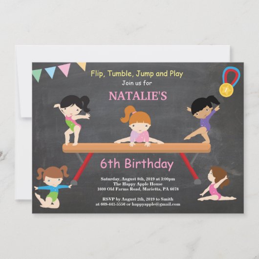 Gymnastique Invitation Anniversaire Gymnastique Ro (Devant)