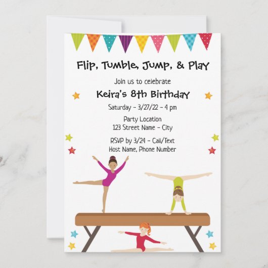 Gymnastique Invitation d'anniversaire (Devant)