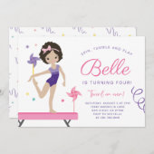 Gymnastique Invitation d'anniversaire avec Pinwhee (Devant / Derrière)