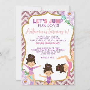 Gymnastique invitation d'anniversaire fille.