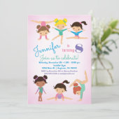 Gymnastique Invitation d'anniversaire - Filles ros (Debout devant)