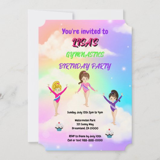 Gymnastique Invitation d'anniversaire | Gymnastiqu (Devant)