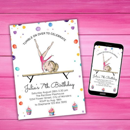 Gymnastique Invitation d'anniversaire | Gymnastiqu