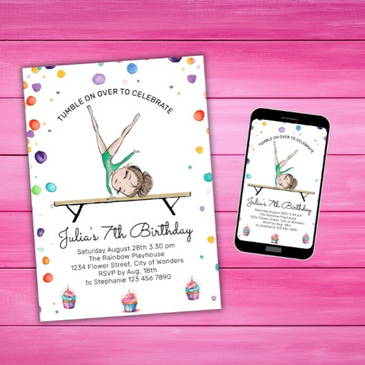 Gymnastique Invitation d'anniversaire | Gymnastiqu