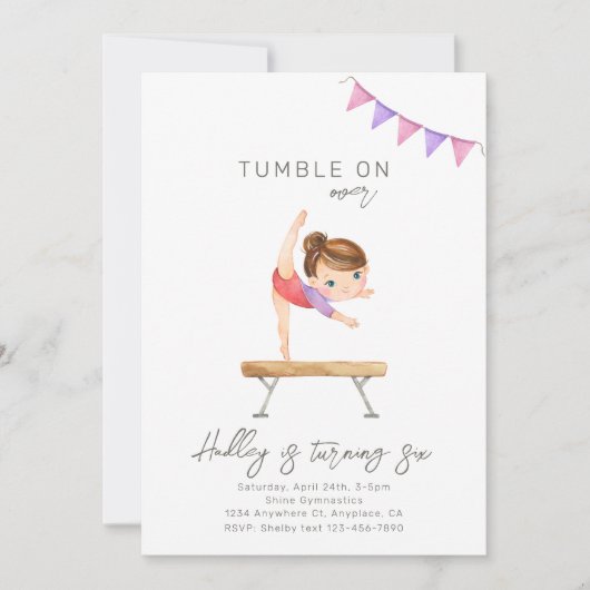 Gymnastique Invitation d'anniversaire | Gymnastiqu (Devant)