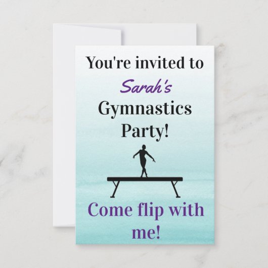 Gymnastique Invitation d'anniversaire | Gymnastiqu (Devant)