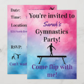 Gymnastique Invitation d'anniversaire | Gymnastiqu (Devant / Derrière)