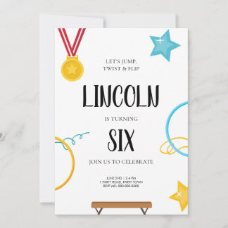 Gymnastique Invitation d'anniversaire pour les gar
