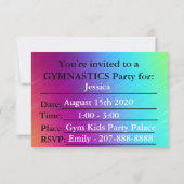 Gymnastique Invitation de fête d'anniversaire (Dos)