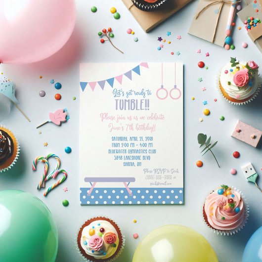 Gymnastique Invitation de fête d'anniversaire