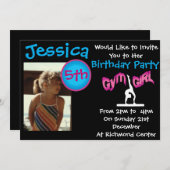 Gymnastique Invitations de fête d'anniversaire (Devant / Derrière)