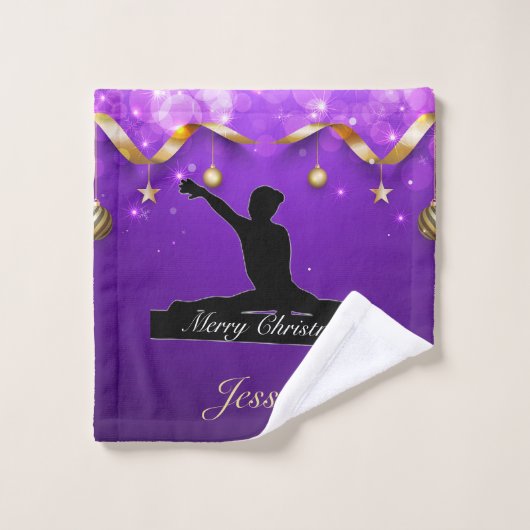 Gymnastique "Joyeux Noël" Purple & Or (Gant de toilette)