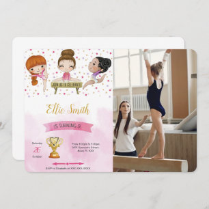 Gymnastique modifiable Invitation photo Anniversai