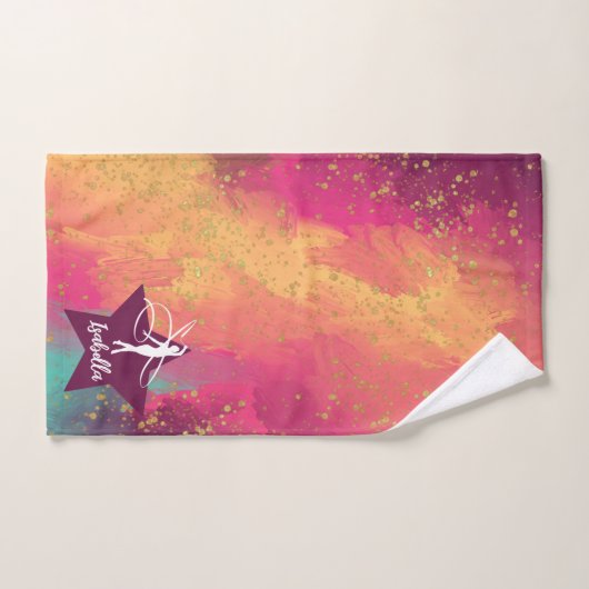 Gymnastique Monogramme Nom Parties scintillant Or (Serviette à main)