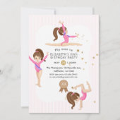 Gymnastique rose et or Invitation de fête d'annive (Devant)