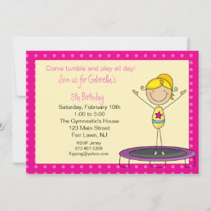 Gymnastique Stick Figure Anniversaire Invitation