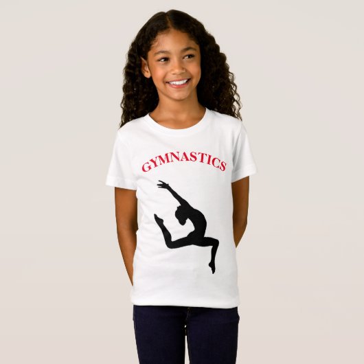 Gymnastique T-shirt Leap Rouge / Noir avec nom (Devant entier)