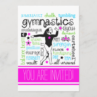 Gymnastique Typographie Parti Invitation