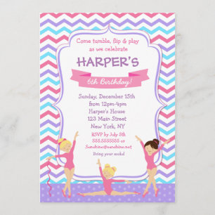 Gymnastique violette Invitations D'Anniversaire