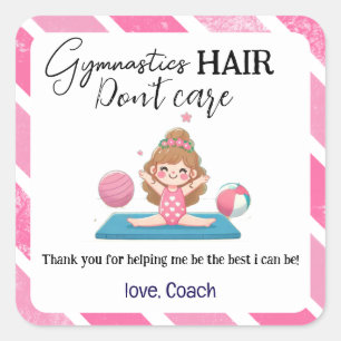 Gymnastisch haar kan het niet schelen vierkante sticker