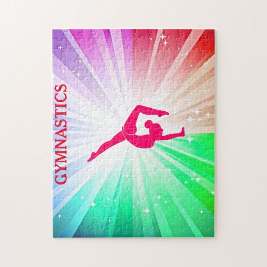 Gymnastische lichten puzzelen met gymnast. legpuzzel (Verticaal)