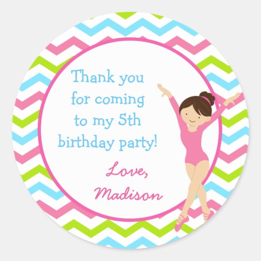 Gymnastische verjaardagsgunst Tags (Voorkant)