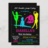 Gymnastische verjaardagsuitnodiging Uitnodiging om (Voorkant / Achterkant)