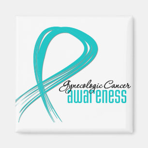 Gynaecologic Cancer Awareness Grunge Ribbon Magneet