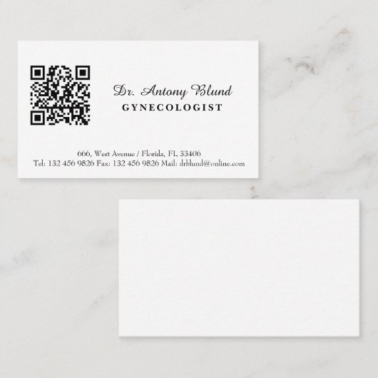 Gynaecoloog Visitekaartje met QR-code (Voorkant / Achterkant)