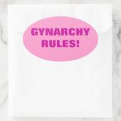 GYNARCHY REGELS! OVALE STICKER (Tas)