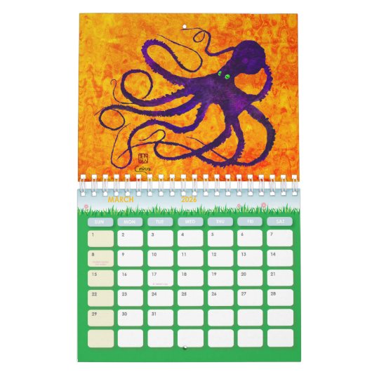 Gyotaku Octopus - Kleine agenda Kalender (Mar 2026)