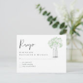 Gypsophila Baby's Breath Eenvoudige Trouw RSVP Briefkaart (Staand voorkant)