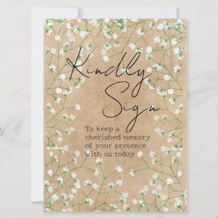 Gypsophila Flowers Rustic Kindly Sign Guest Book Feestdagenkaart