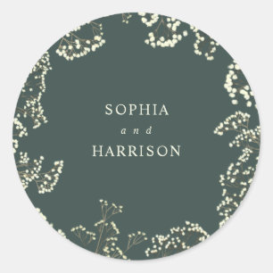 Gypsophila Green Wedding Napkins Ronde Sticker