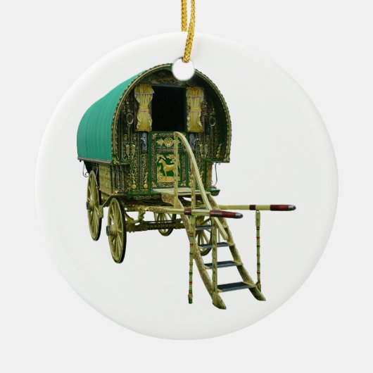 Gypsy bowtop caravan keramisch ornament (Voorkant)