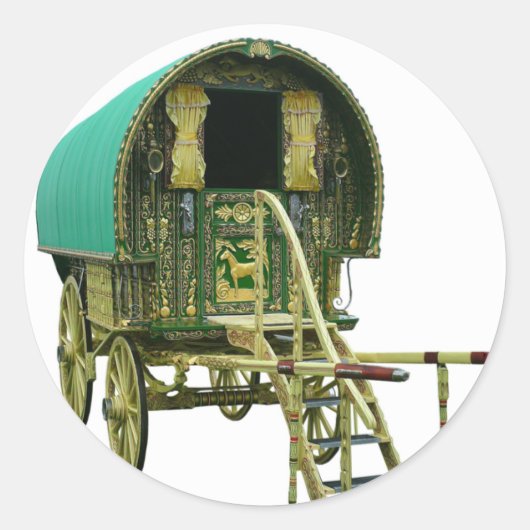 Gypsy bowtop caravan ronde sticker (Voorkant)