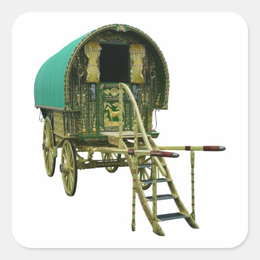 Gypsy bowtop caravan vierkante sticker (Voorkant)