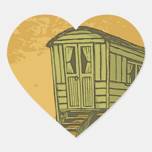 Gypsy caravan wagon hart sticker (Voorkant)