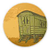 Gypsy caravan wagon keramische knop (Voorkant)