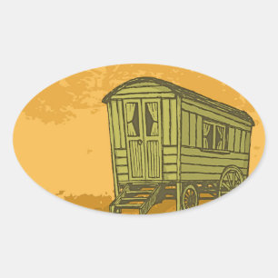 Gypsy caravan wagon ovale sticker