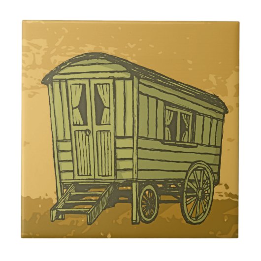 Gypsy caravan wagon tegeltje (Voorkant)