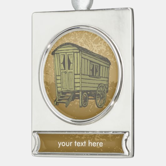 Gypsy caravan wagon verzilverd banner ornament (Links)