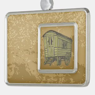Gypsy caravan wagon verzilverd kader ornament