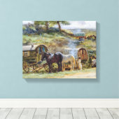 Gypsy Encampment, Appleby, 1919 Canvas Afdruk (Insitu (Houten vloer))