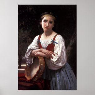 Gypsy Girl met een Baskische rum van Bouguereau Pr Poster