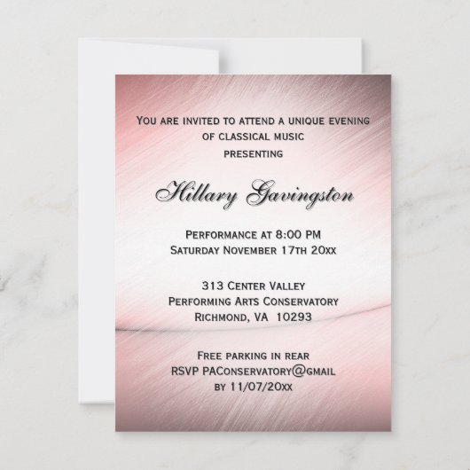 Gypsy Girl speelt Violin Unieke uitnodiging af (Achterkant)