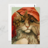 Gypsy Kat met Fan en Scarf van Maurice Boulanger Briefkaart (Voorkant / Achterkant)